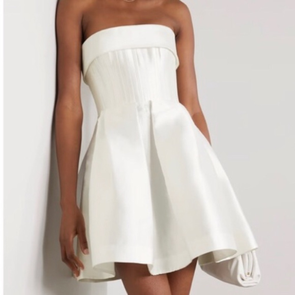 Alex Perry Elyse White Silk Mini Dress